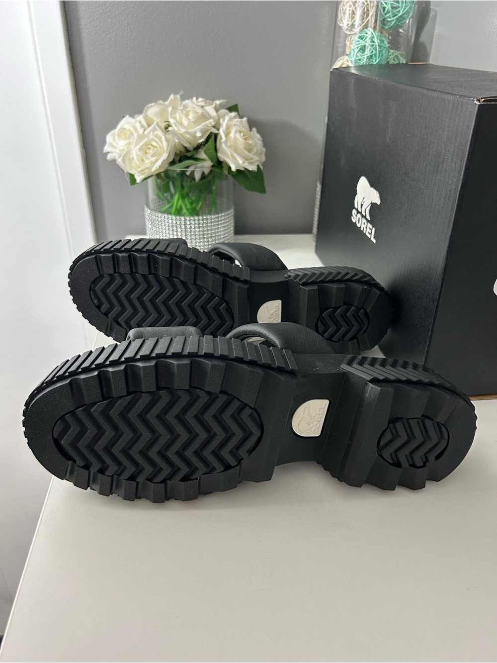 NWT SOREL Ona Streetworks Platform Slide Leather Upper Sandals Black Size 9.5 - Picture 4 of 15